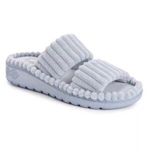 Muk Luks Women's Double Strap Slide Slipper Lt Blue SZ: Medium (7-8)